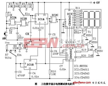 三位數(shù)字顯示電容測試表集成電路設計